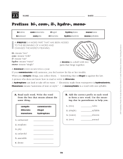 Prefixes bi-, com-, il-, hydro-, mono
