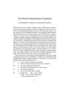The Plural Is Semantically Unmarked