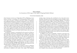 Enno Littmann An Assessment of His Legacy in the Light of