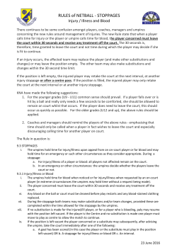 RULES of NETBALL - STOPPAGES