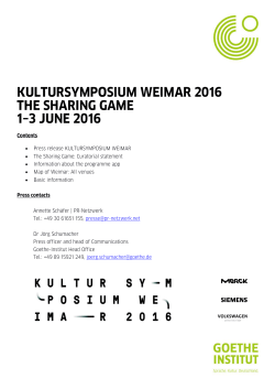 kultursymposium weimar 2016 the sharing game 1 - Goethe