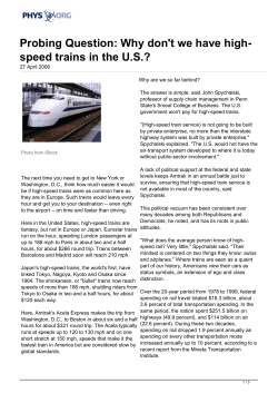 Probing Question: Why don`t we have high-speed trains