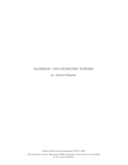 ALGEBRAIC AND GEOMETRIC SURGERY by Andrew Ranicki