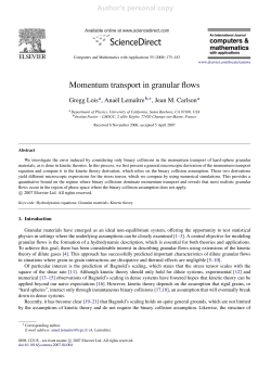Momentum transport in granular flows - UCSB Physics