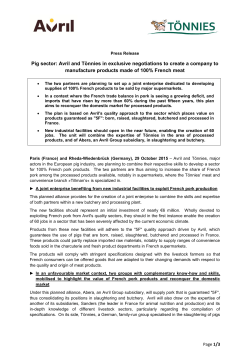 Pig sector: Avril and T&ouml;nnies in exclusive negotiations