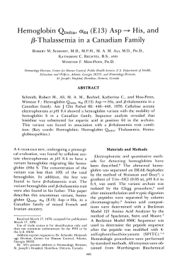 Hemoglobin QIndia, &alpha;64(E l3) Asp&rarr;His, and &beta;