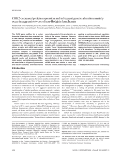 CHK2-decreased protein expression and infrequent genetic