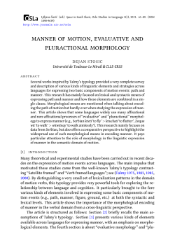 manner of motion, evaluative and pluractional morphology