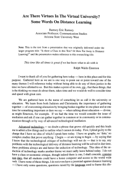 Are There Virtues In The Virtual University? Some Words On
