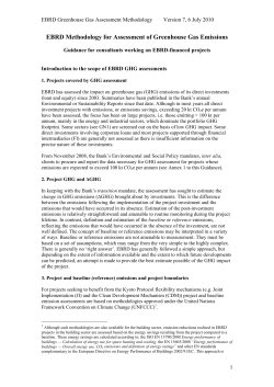 EBRD Methodology for Assessment of Greenhouse Gas Emissions