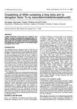 Crosslinking of tRNA containing a long extra arm
