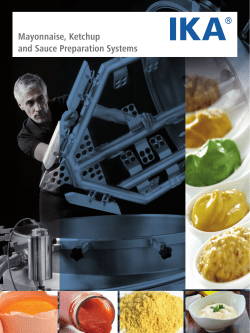Mayonnaise, Ketchup and Sauce Preparation Systems