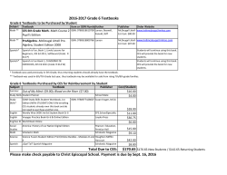 2016-2017 Grade 6 Textbook List