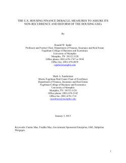THE U.S. HOUSING FINANCE DEBACLE, MEASURES TO ASSURE