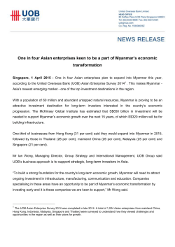 One in four Asian enterprises keen to be a part of Myanmar`s