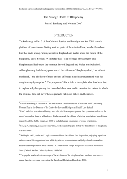 The Strange Death of Blasphemy - ORCA