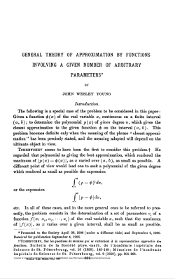 GENERAL THEORY OF APPROXIMATION BY FUNCTIONS