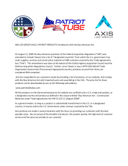 AXIS LED GROUP (ALG) / PATRIOT PRODUCTS Compliance with