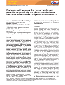 Environmentally cooccurring mercury resistance plasmids are