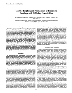Gastric Emptying in Prematures of Isocaloric Feedings with