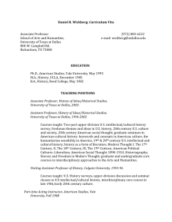 Daniel B. Wickberg - UT Dallas dox Repository :: The University of