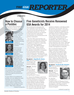 The GSA Reporter - Genetics Society of America