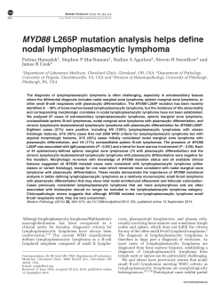 MYD88 L265P mutation analysis helps define nodal