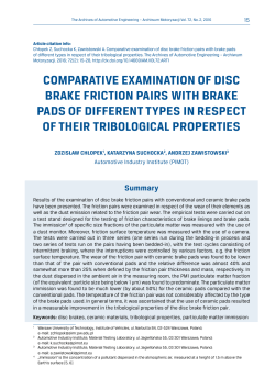 comparative examination of disc brake friction pairs with brake pads