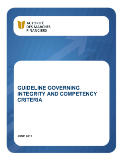 Guideline Governing Integrity and Competency Criteria (pdf