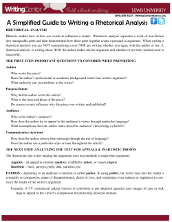 A Simplified Guide to Writing a Rhetorical Analysis