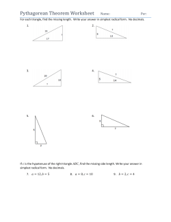 Pythagorean Theorem Worksheet Name
