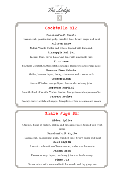 Share Jugs $25 Cocktails $12