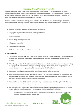 Managing Stress, Worry and Overwhelm