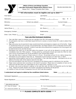 Teen Late Nite Waiver - YMCA of Pierce and Kitsap Counties