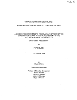 temperament in chinese children: a comparison of