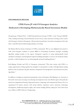 CFSG Forms JV with US Emergent Analytics Dedicated to