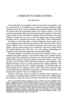 A Preface to Price Control - Duke Law Scholarship Repository