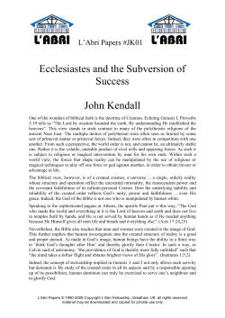 Ecclesiastes and the Subversion of Success