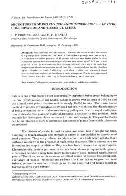 MICROTUBERS OF POTATO - Journal of the National Science