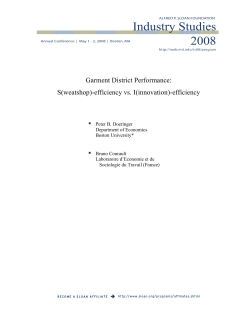 Garment District Performance: S(weatshop)-efficiency vs. I