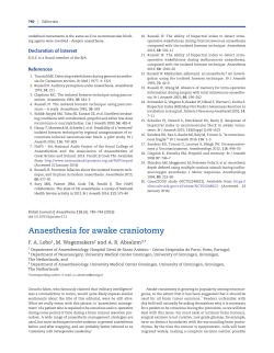 Anaesthesia for awake craniotomy