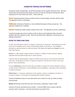 During the month of September, we will be focusing on three specific