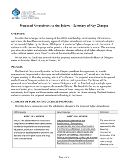 Proposed Amendment to the Bylaws &ndash; Summary of Key