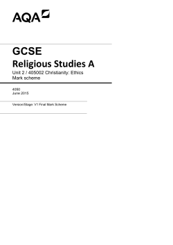 GCSE Religious Studies A Mark scheme Unit 02 - Christianity