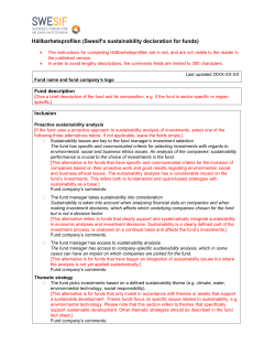 H&aring;llbarhetsprofilen (Swesif`s sustainability declaration for funds)