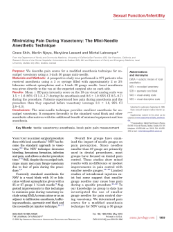 Sexual Function/Infertility Minimizing Pain During Vasectomy: The