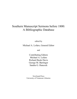 Southern Manuscript Sermons before 1800: A Bibliographic Database