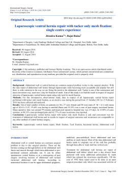 Laparoscopic ventral hernia repair with tacker only mesh fixation