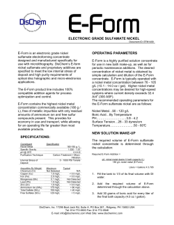 ELECTRONIC GRADE SULFAMATE NICKEL SPECIFICATIONS
