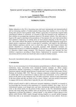 Sojourner parents` perspectives on their children`s adaptation